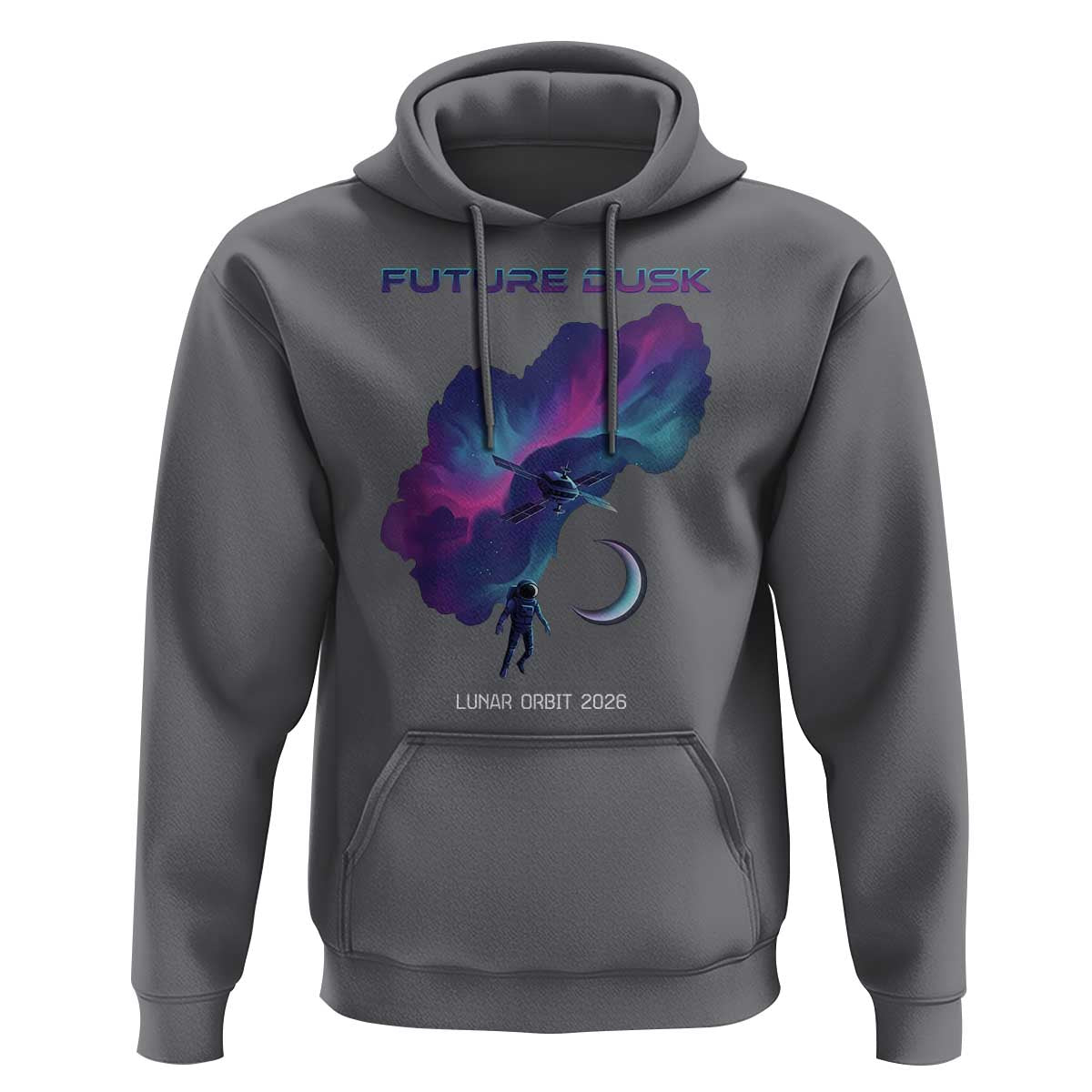 Future Dusk Lunar Orbit 2026 Hoodie Cosmic Nebula Astronaut n Satellite Space Exploration
