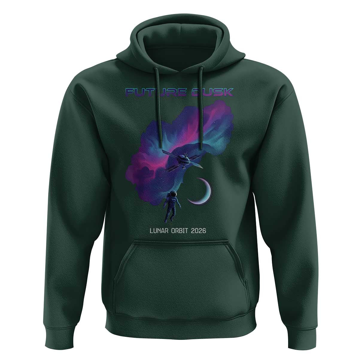 Future Dusk Lunar Orbit 2026 Hoodie Cosmic Nebula Astronaut n Satellite Space Exploration