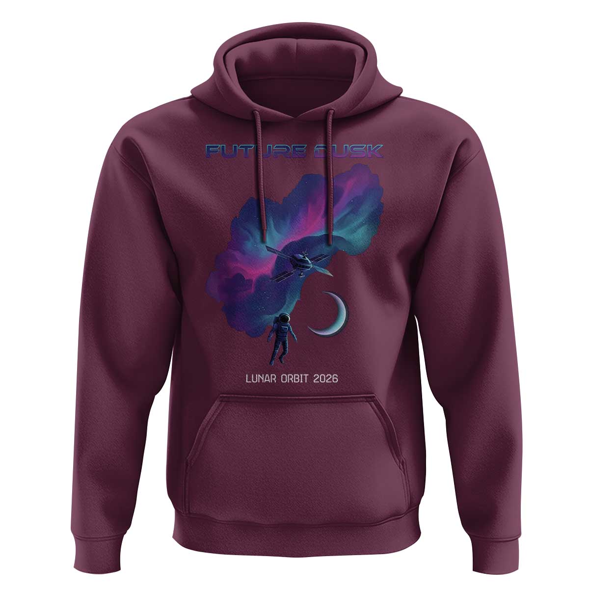 Future Dusk Lunar Orbit 2026 Hoodie Cosmic Nebula Astronaut n Satellite Space Exploration