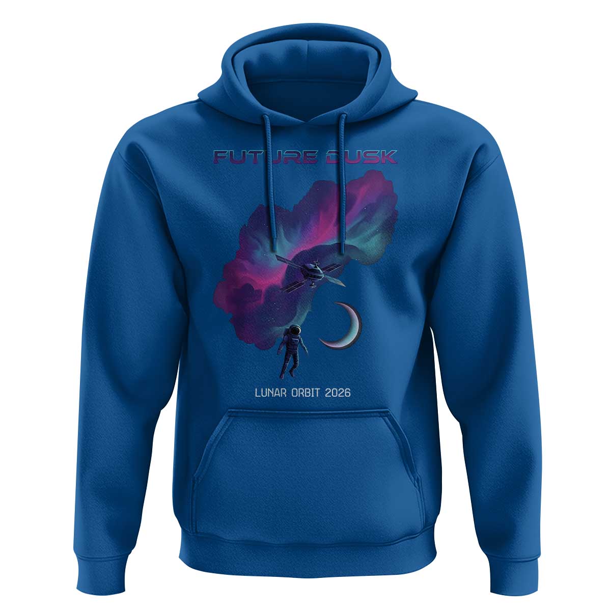 Future Dusk Lunar Orbit 2026 Hoodie Cosmic Nebula Astronaut n Satellite Space Exploration