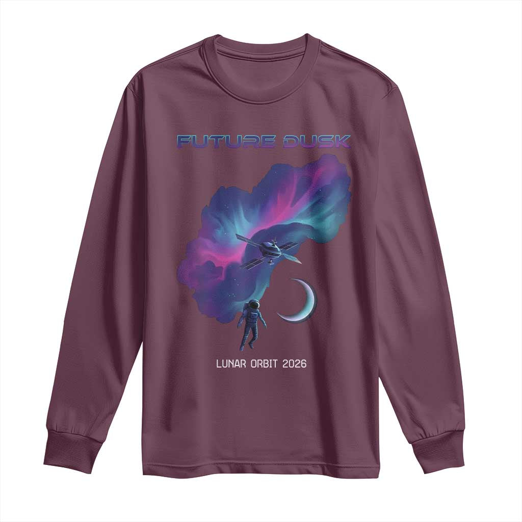 Future Dusk Lunar Orbit 2026 Long Sleeve Shirt Cosmic Nebula Astronaut n Satellite Space Exploration