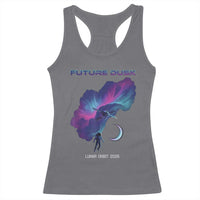 Future Dusk Lunar Orbit 2026 Racerback Tank Top Cosmic Nebula Astronaut n Satellite Space Exploration