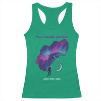 Future Dusk Lunar Orbit 2026 Racerback Tank Top Cosmic Nebula Astronaut n Satellite Space Exploration