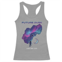 Future Dusk Lunar Orbit 2026 Racerback Tank Top Cosmic Nebula Astronaut n Satellite Space Exploration
