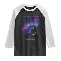 Future Dusk Lunar Orbit 2026 Raglan Shirt Cosmic Nebula Astronaut n Satellite Space Exploration