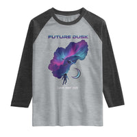 Future Dusk Lunar Orbit 2026 Raglan Shirt Cosmic Nebula Astronaut n Satellite Space Exploration