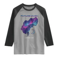 Future Dusk Lunar Orbit 2026 Raglan Shirt Cosmic Nebula Astronaut n Satellite Space Exploration