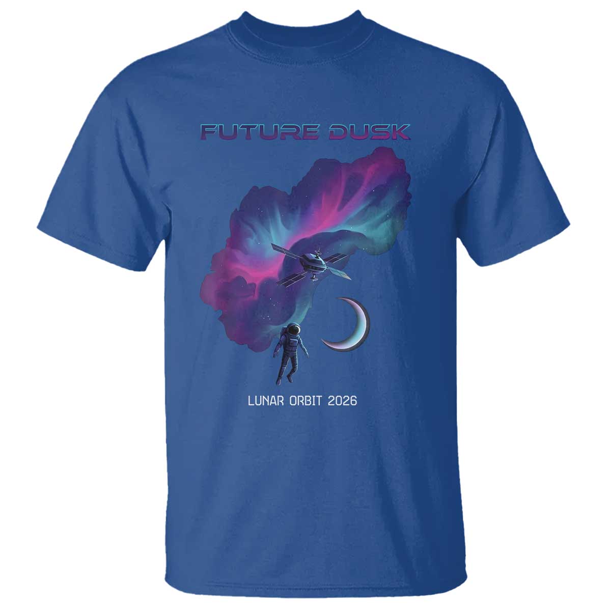 Future Dusk Lunar Orbit 2026 T Shirt Cosmic Nebula Astronaut n Satellite Space Exploration