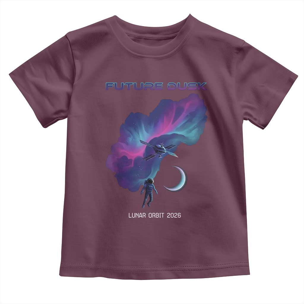 Future Dusk Lunar Orbit 2026 Toddler T Shirt Cosmic Nebula Astronaut n Satellite Space Exploration