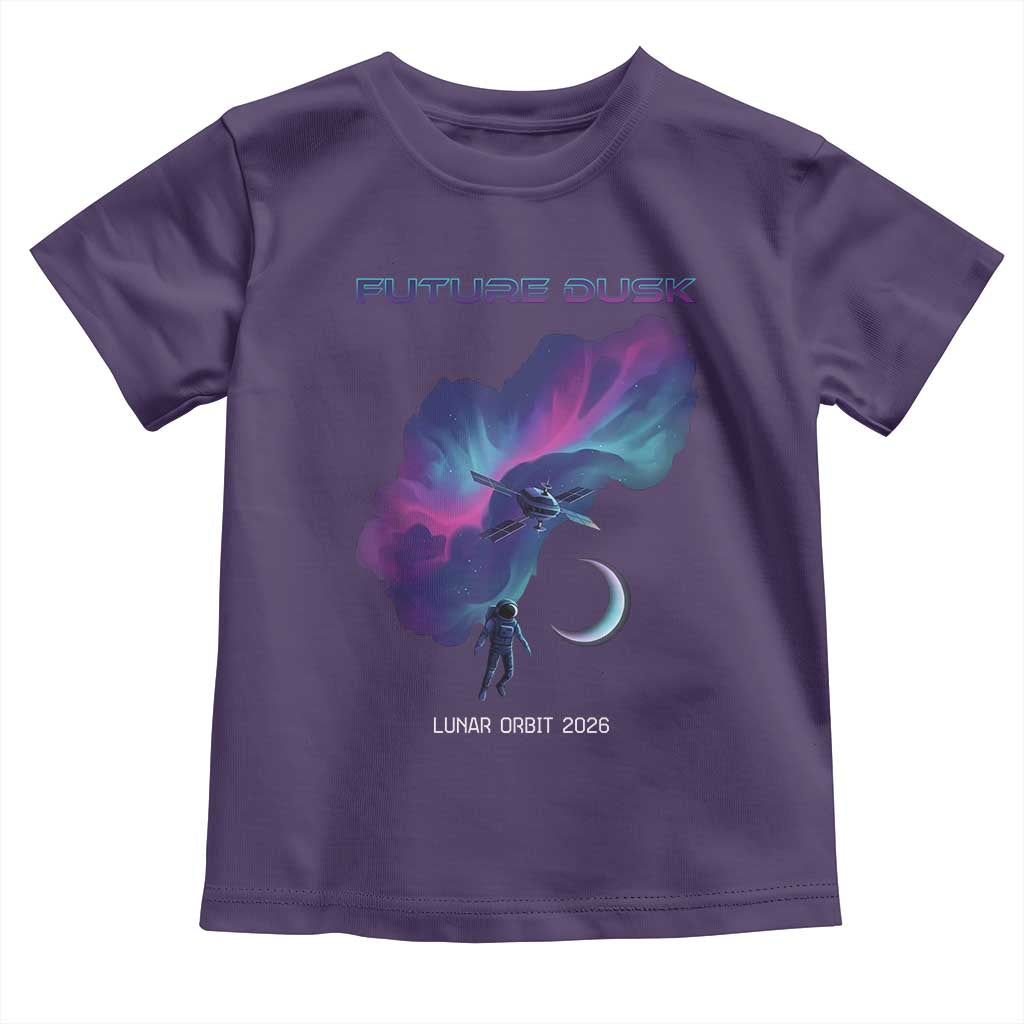Future Dusk Lunar Orbit 2026 Toddler T Shirt Cosmic Nebula Astronaut n Satellite Space Exploration