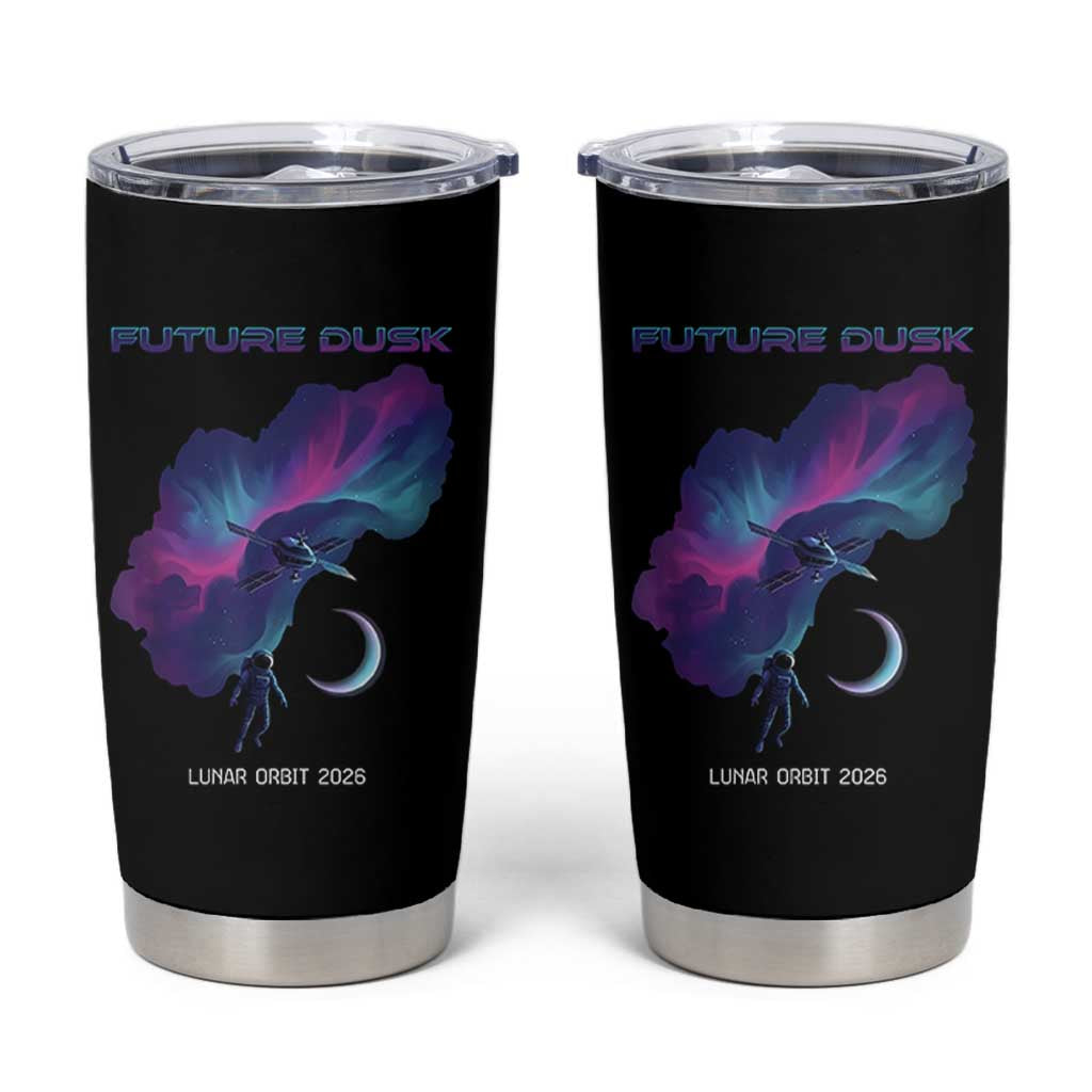 Future Dusk Lunar Orbit 2026 Tumbler Cup Cosmic Nebula Astronaut n Satellite Space Exploration