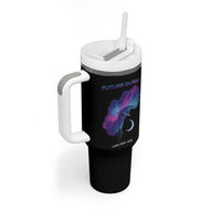 Future Dusk Lunar Orbit 2026 Tumbler With Handle Cosmic Nebula Astronaut n Satellite Space Exploration