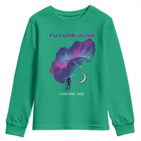Future Dusk Lunar Orbit 2026 Youth Sweatshirt Cosmic Nebula Astronaut n Satellite Space Exploration