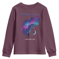 Future Dusk Lunar Orbit 2026 Youth Sweatshirt Cosmic Nebula Astronaut n Satellite Space Exploration