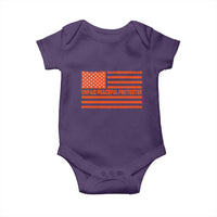 Unpaid Peaceful Protester Orange Distressed American Flag Baby Onesie Satirical Political Graphic