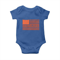Unpaid Peaceful Protester Orange Distressed American Flag Baby Onesie Satirical Political Graphic
