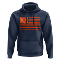 Unpaid Peaceful Protester Orange Distressed American Flag Hoodie Satirical Political Graphic