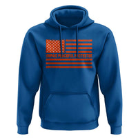 Unpaid Peaceful Protester Orange Distressed American Flag Hoodie Satirical Political Graphic