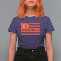 Unpaid Peaceful Protester Orange Distressed American Flag T Shirt For Women Satirical Political Graphic