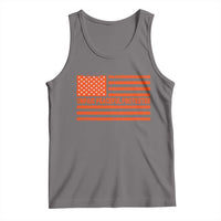 Unpaid Peaceful Protester Orange Distressed American Flag Tank Top Satirical Political Graphic