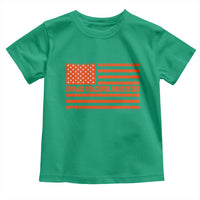 Unpaid Peaceful Protester Orange Distressed American Flag Toddler T Shirt Satirical Political Graphic