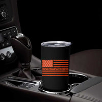 Unpaid Peaceful Protester Orange Distressed American Flag Tumbler Cup Satirical Political Graphic