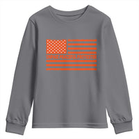 Unpaid Peaceful Protester Orange Distressed American Flag Youth Sweatshirt Satirical Political Graphic
