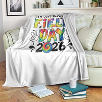 I'm Just Here for Field Day 2026 Throw Blanket Groovy School Retro Tie Dye Effect Printing