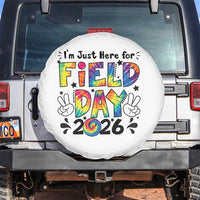 I'm Just Here for Field Day 2026 Spare Tire Cover Groovy School Retro Tie Dye Effect Printing