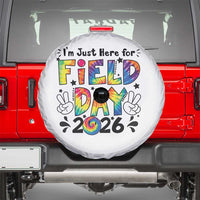 I'm Just Here for Field Day 2026 Spare Tire Cover Groovy School Retro Tie Dye Effect Printing