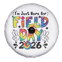 I'm Just Here for Field Day 2026 Spare Tire Cover Groovy School Retro Tie Dye Effect Printing
