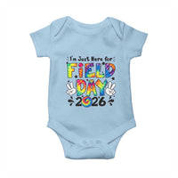 I'm Just Here for Field Day 2026 Baby Onesie Groovy School Retro Tie Dye Effect Printing