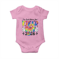 I'm Just Here for Field Day 2026 Baby Onesie Groovy School Retro Tie Dye Effect Printing