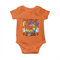 I'm Just Here for Field Day 2026 Baby Onesie Groovy School Retro Tie Dye Effect Printing
