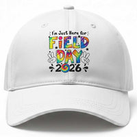 I'm Just Here for Field Day 2026 Baseball Cap Groovy School Retro Tie Dye Effect Printing