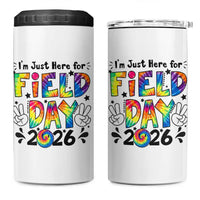 I'm Just Here for Field Day 2026 4 in 1 Can Cooler Tumbler Groovy School Retro Tie Dye Effect Printing