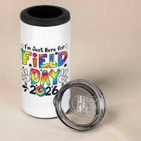 I'm Just Here for Field Day 2026 4 in 1 Can Cooler Tumbler Groovy School Retro Tie Dye Effect Printing