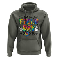 I'm Just Here for Field Day 2026 Hoodie Groovy School Retro Tie Dye Effect Printing