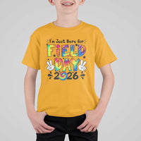 I'm Just Here for Field Day 2026 T Shirt For Kid Groovy School Retro Tie Dye Effect Printing