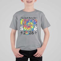 I'm Just Here for Field Day 2026 T Shirt For Kid Groovy School Retro Tie Dye Effect Printing