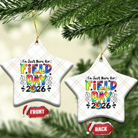 I'm Just Here for Field Day 2026 Ceramic Ornament Groovy School Retro Tie Dye Effect Printing