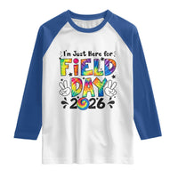 I'm Just Here for Field Day 2026 Raglan Shirt Groovy School Retro Tie Dye Effect Printing