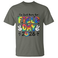 I'm Just Here for Field Day 2026 T Shirt Groovy School Retro Tie Dye Effect Printing