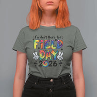 I'm Just Here for Field Day 2026 T Shirt For Women Groovy School Retro Tie Dye Effect Printing