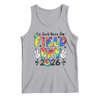 I'm Just Here for Field Day 2026 Tank Top Groovy School Retro Tie Dye Effect Printing