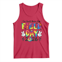 I'm Just Here for Field Day 2026 Tank Top Groovy School Retro Tie Dye Effect Printing