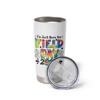 I'm Just Here for Field Day 2026 Tumbler Cup Groovy School Retro Tie Dye Effect Printing