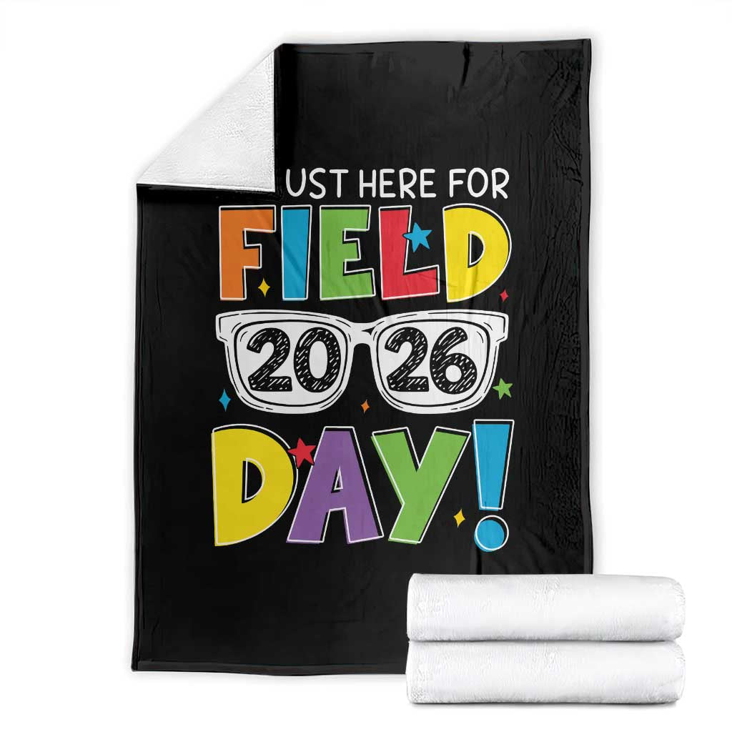 I'm Just Here for Field Day 2026 Throw Blanket School Colorful Sunglasses Graphic