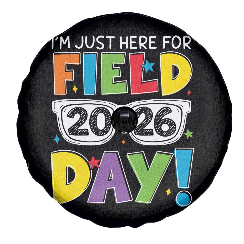 I'm Just Here for Field Day 2026 Spare Tire Cover School Colorful Sunglasses Graphic