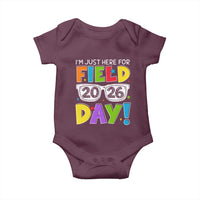 I'm Just Here for Field Day 2026 Baby Onesie School Colorful Sunglasses Graphic